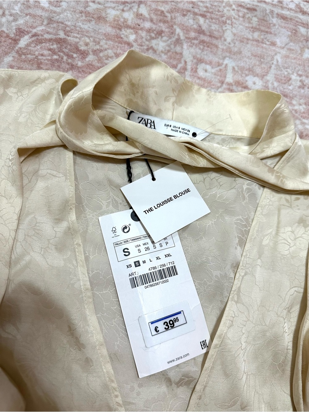 NWT Zara Satin Jacquard Blouse - Picture 6 of 12
